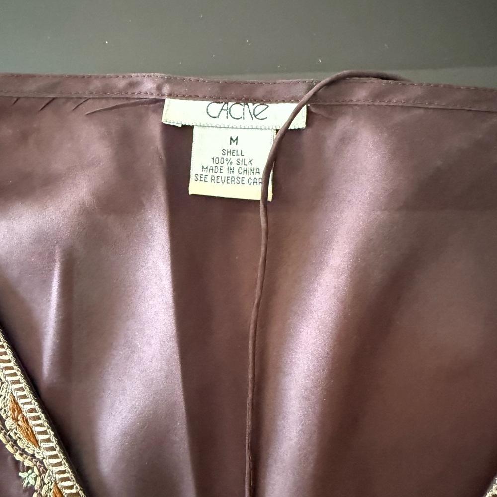 Cache Brown Embellished Sleeveless Blouse Tie Front - Picture 3 of 5